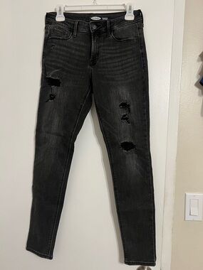 Old Navy Black Distressed Skinny Jeans